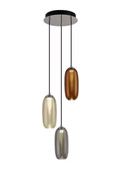 Multiple Ceiling Cluster Pendant, 3 x 8W LED, 4000K, 2160lm, Smoked, Copper & Champagne, Black