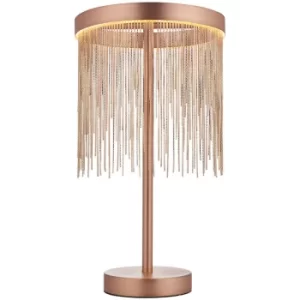 Endon Zelma LED Table Lamp Light Fine Copper Chain Waterfall Effect Brushed Copper, with Inline Switch