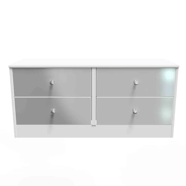 Welcome Furniture Ready Assembled Padstow 4 Drawer Bed Box In Uniform Grey Gloss & White