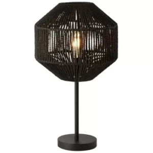 Searchlight Wicker 1 Light Table Lamp, Black Wicker