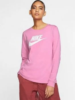 Nike Nsw Essential Icon Futura Long Sleeve Top - Flamingo