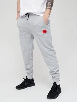 HUGO Doak Red Parch Logo Joggers - Dark Grey, Size L, Men