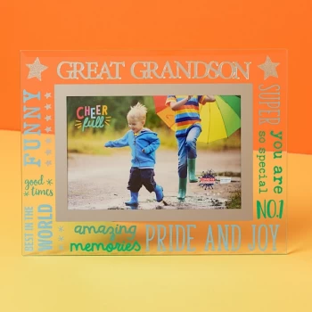 6" x 4" Cheerful Glass Photo Frame - Great Grandson