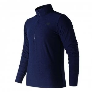 New Balance Heather Zip Top Mens - Navy