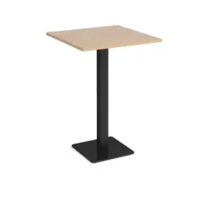 Brescia square poseur table with flat square Black base 800mm - kendal oak