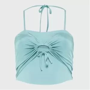 Missguided Plus Size Slinky Ruched Detail Crop Top - Blue