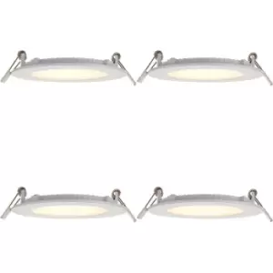 4 PACK Ultra Slim Recessed Ceiling Downlight - 6W Warm White LED - IP44 Rated