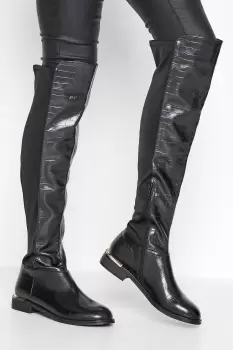 Knee High 50/50 Faux Leather Croc Boots