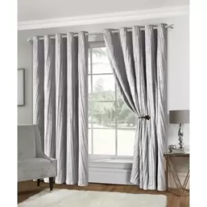 Isabella Rose Adeline Crinkle Velvet Eyelet Curtains - Silver - 167cm (66") X 137cm (54") TJ Hughes