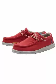 Weird Fish Hey Dude Wally Washed Lightweight Deck Shoe Red Size 8