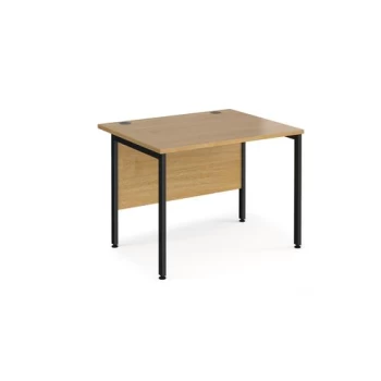 Office Desk 1000mm Rectangular Desk With H-Frame Leg Oak Tops With Black Frames 800mm Depth Maestro 25