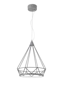 Large Diamond Caged Ceiling Pendant, 1 x 10W LED, 3700K, Matt Grey