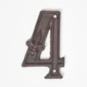 Homescapes - Cast Iron House number, 4 - Brown - Brown - Brown