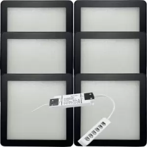 6x MATT BLACK Ultra-Slim Square Under Cabinet Kitchen Light & Driver Kit - Natural White Diffused LED