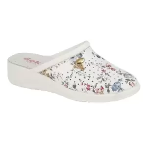 Dek Womens/Ladies Floral Coated Leather Clog (8 UK) (White)