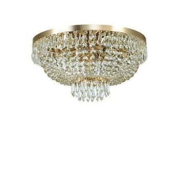 Caesar 6 Light Ceiling Flush Light Gold with Crystals, G9