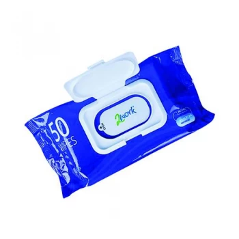 2Work Antibacterial Alcohol Hand Wipes Pack of 50 2W03485