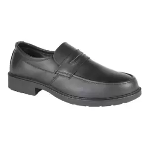 Grafters Mens Uniform/Managers Step In Safety Leather Shoe (46) (Black)