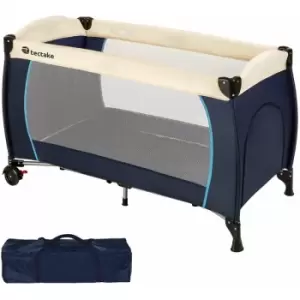 Travel cot for children 126x65x80cm with carry bag - cot bed, baby travel cot, pop up travel cot - blue