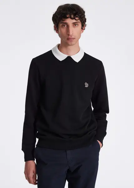 Paul Smith Black Cotton Embroidered Zebra Logo Sweatshirt