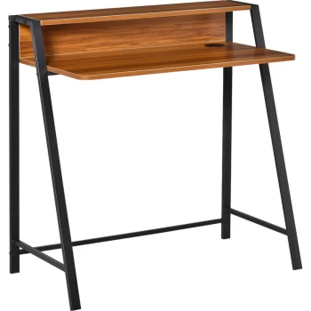 Homcom - Computer Workstation Study Table Metal Frame Storage Shelf Walnut