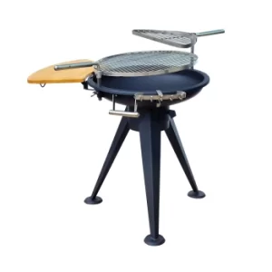 Outsunny Round BBQ Grill W/Cutting Board-Black