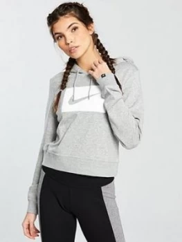 Nike Sportswear Box Swoosh Crop Overhead Hoodie Grey Heather Grey Heather Size L Women