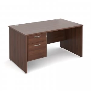 Maestro 25 PL Straight Desk With 2 Drawer Pedestal 1400mm - Walnut pan