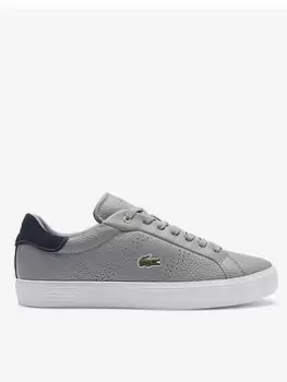 Lacoste Powercourt2.0 Leather Trainer, Grey/White, Size 12, Men