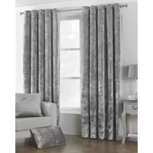 Riva Home Verona Velvet Style Eyelet Curtains (66 x 90" (168 x 229cm)) (Silver) - Silver