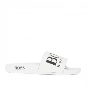 Hugo Boss Logo Pool Slides White/Black Size 6 Men