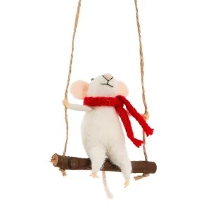 Sass & Belle Swinging Mouse Hanging Felt Decoration