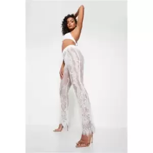 I Saw It First Floral Lace High Waist Trousers - White