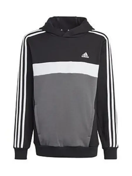 adidas Sportswear Junior Kids Colorblock Hooded Sweat - Black/White, Size 7-8 Years Black/White VGIEG Unisex 7-8 YEARS