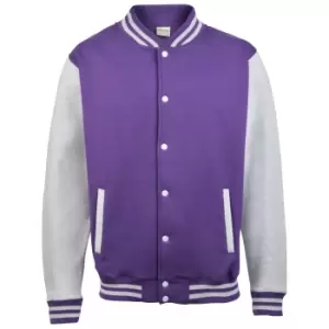 Awdis Unisex Varsity Jacket (XS) (Purple/ Heather Grey)