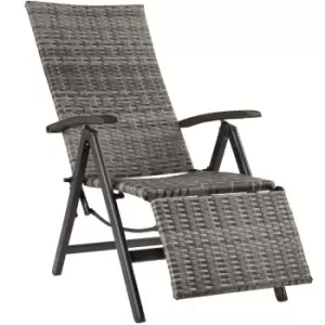 Tectake Reclining Garden Chair W/ Footrest - Grey