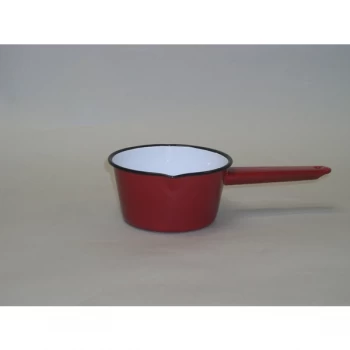 Falcon 14cm Red Enamel Milk Pan Red Black Rim