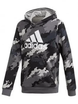 Adidas Boys Badge Of Sport Hoodie - Grey Heather