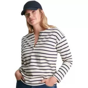 Joules Womens Olive Cotton Long Sleeve Henley Top UK 10- Bust 35', (89cm)