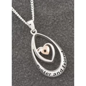 Teardrop Two Tone Message Necklace Sister