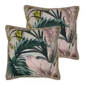 Amazonia Jacquard Botanical Twin Pack Polyester Filled Cushions