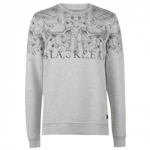 Firetrap Blackseal Skull Leaf Crew Sweater - Grey Marl