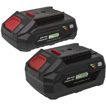 Sealey - BK24 Power Tool Battery Pack 20V 2Ah & 4Ah Kit for SV20 Series