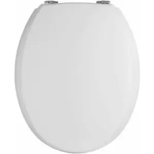 Traditional Wooden Toilet Seat with Chrome Hinges - White - Nuie