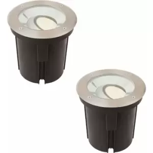 2 pack Stainless Steel IP67 Ground Light - 16.5W Warm White Tilting Head led