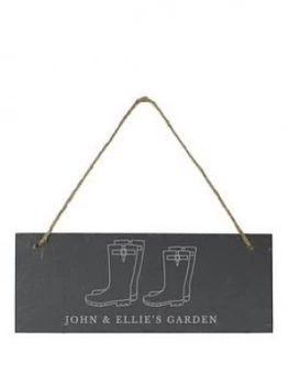 Personalised Wellies Family Slate Sign