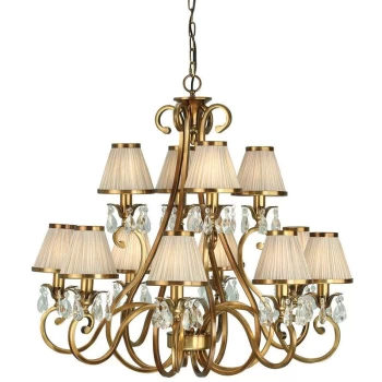 Interiors 1900 Lighting - Interiors Oksana Antique Brass - 12 Light Multi Arm Chandelier Antique Brass Finish, E14