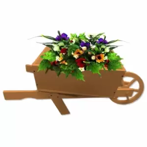 Groundlevel Farmyard Style Wooden Wheelbarrow Planter - Brown