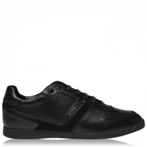 Hugo Boss Glaze Leather Trainers Black 001 Men