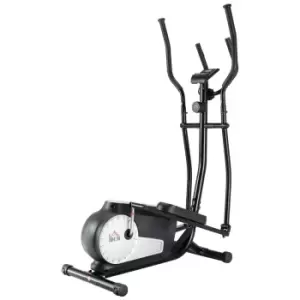 Homcom Elliptical Cross Trainer With Adjustable Resistance Lcd Monitor Wheels Black